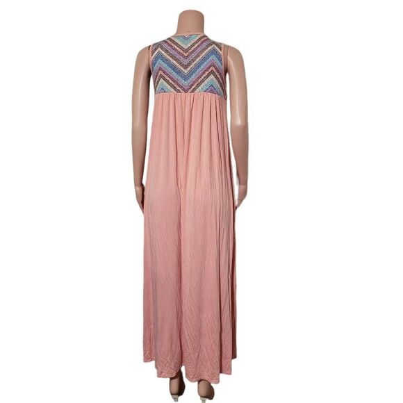 BomBom women's crew neck sleeveless peach maxi dress S - Picture 4 of 4